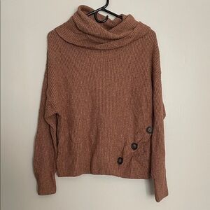 Elegant Tan Cowl Neck Sweater